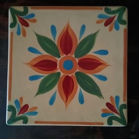 Southern Living at Home Floral Trivet Wall Hanging Tile Mexican Theme 6"x6" $15 - Picture 4 of 5